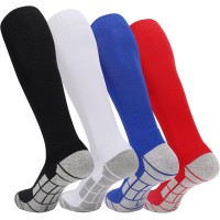 Ultrafun 4 Pairs Soccer Socks Cushioned Knee High Team Sports Football Socks for Men Youth Kids