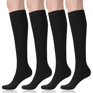 FITRELL Women's Knee High Socks Outdoor Sport Athletic Socks Casual Stripe Tube Socks 1-4 Pack