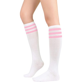 Womens Athletic Knee High Socks Outdoor Sport Thigh High Stockings Casual Stripes Tube Socks